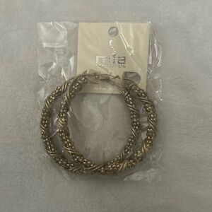 MIA Collection Textured Twisted Gold Metal Hoop Earrings- Bold Statement Hoops